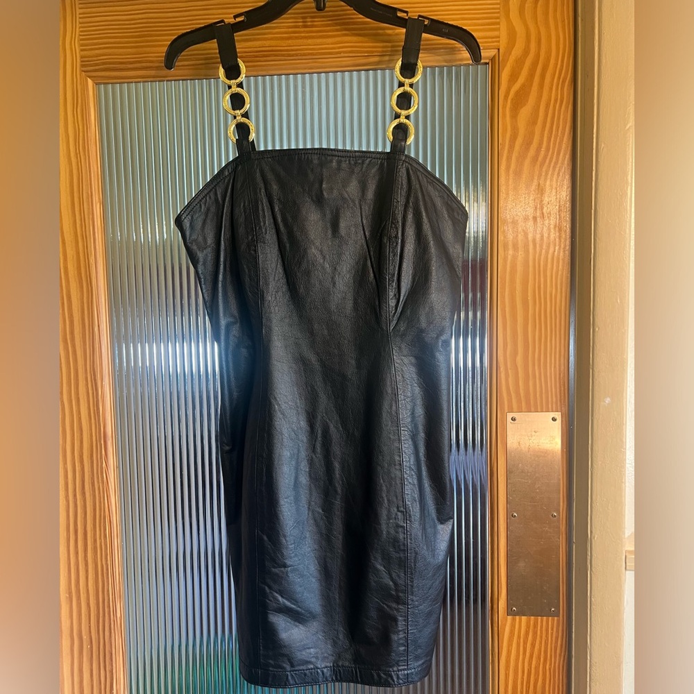 Genuine leather mini dress